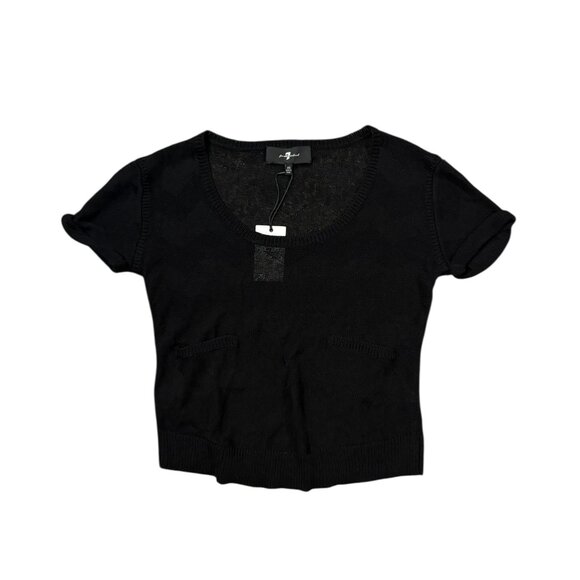 Seven for All Mankind Black Scoop Neck T-Shirt - Picture 1 of 3